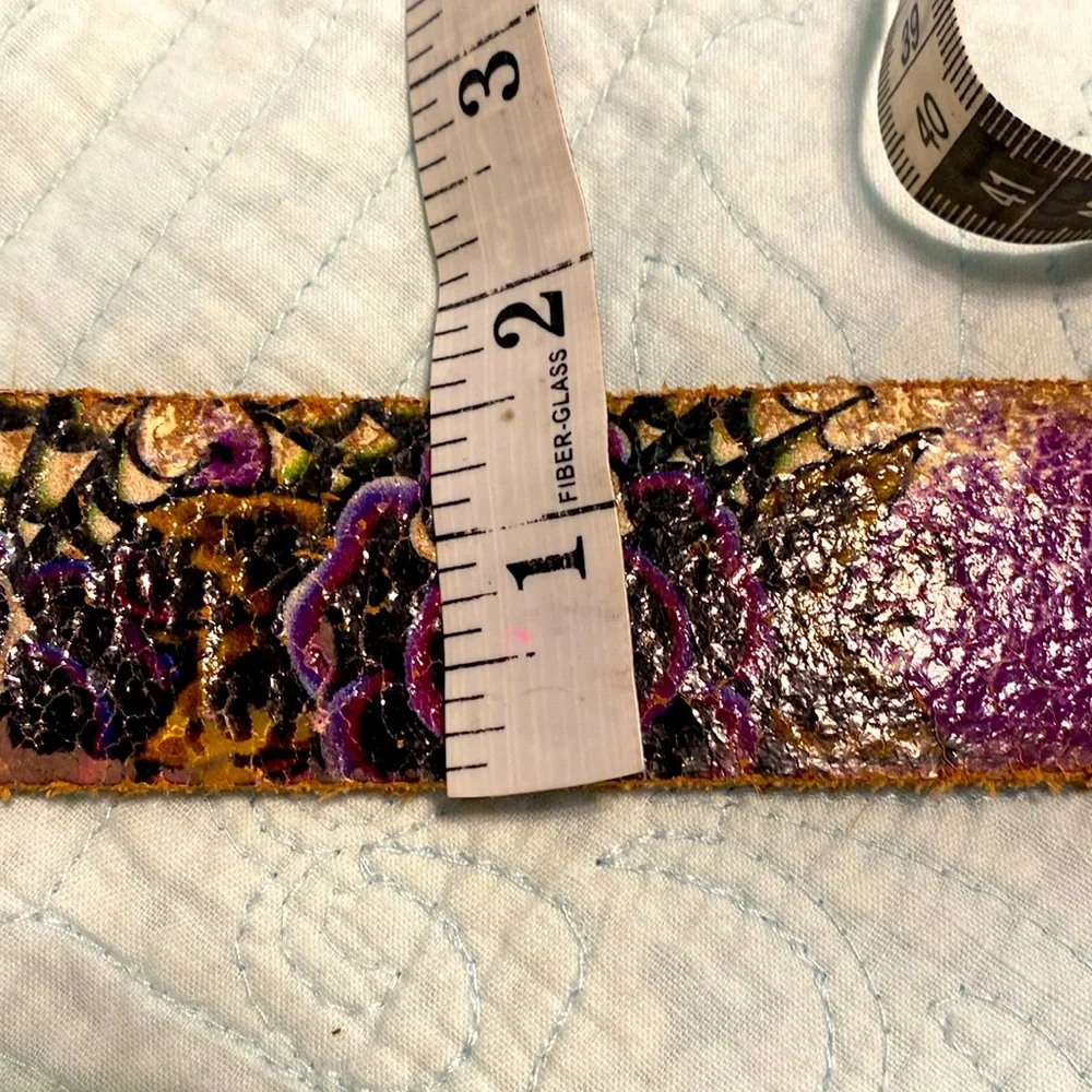 Ed Hardy Vintage Purple Belt with Gold Buckle - Picture 7 of 10